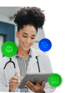 Persona médica usando inteligência artificial