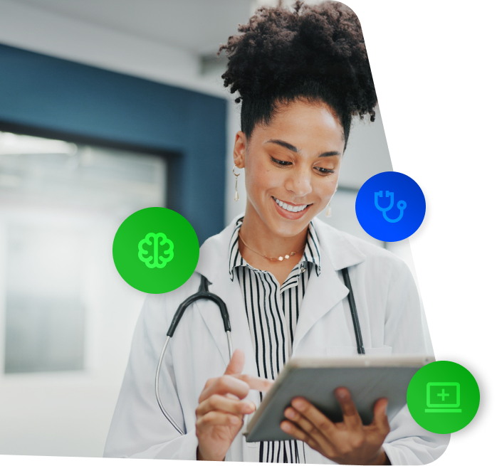 Persona médica usando inteligência artificial
